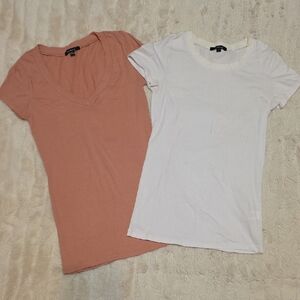 Ambiance Women's Short Sleeve Tops - White and Pink